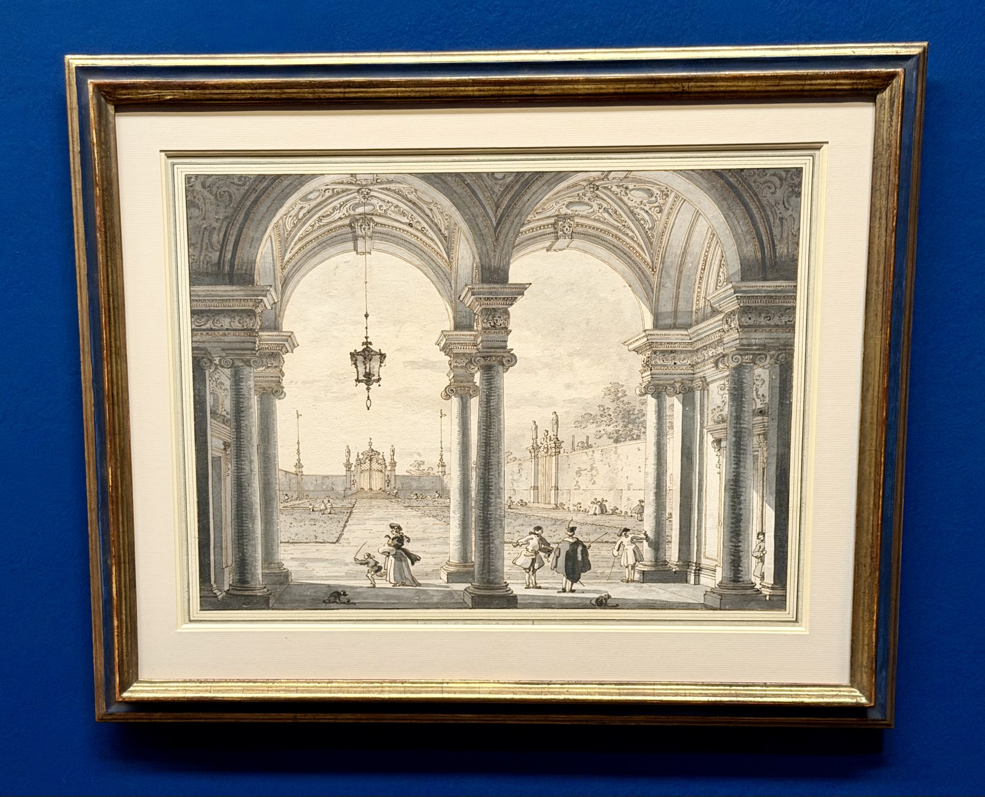 Ausblick durch eine barocke Säulenhalle in einen Garten (Canaletto)